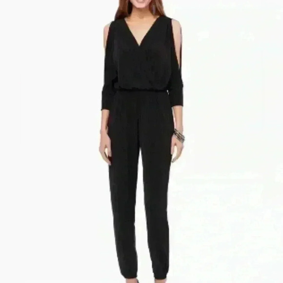 Charming Charlie Black V-Neck Women's Jumpsuit (556) - Picture 1 of 14